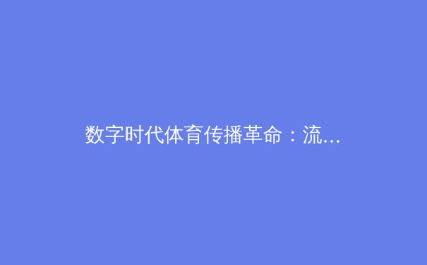 数字时代体育传播革命：流媒体如何重塑全球体育产业格局
