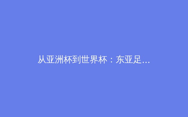 从亚洲杯到世界杯：东亚足球的战术革命与未来格局 - 2